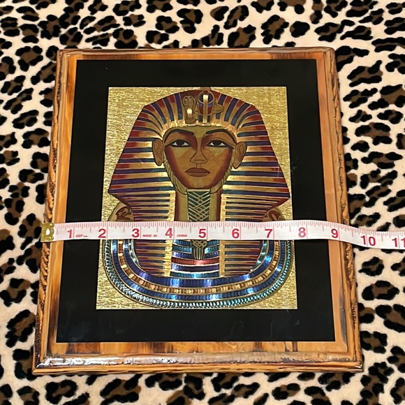 KING TUT Gold Mask 💛 Wood Frame Art Egypt Pharaoh Africa History Royalty Hiero - Picture 10 of 15